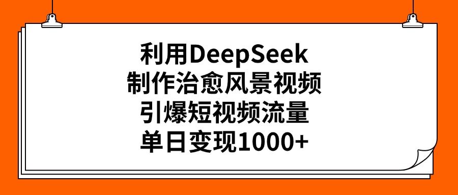 利用DeepSeek制作治愈风景视频，引爆短视频流量，单日变现1000+