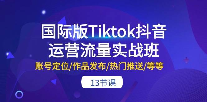 国际版Tiktok抖音运营流量实战班:账号定位/作品发布/热门推送/等等-13节