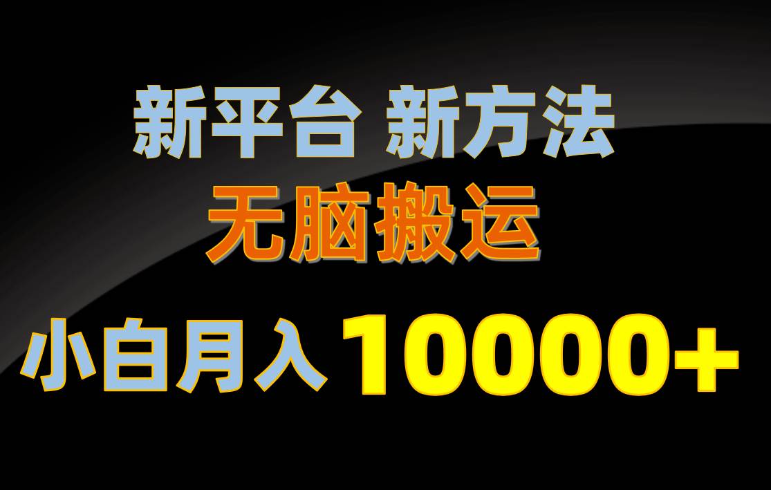新平台新方法，无脑搬运，月赚10000+，小白轻松上手不动脑