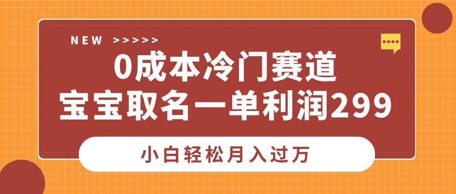 0成本冷门赛道，宝宝取名一单利润299，小白轻松月入过万