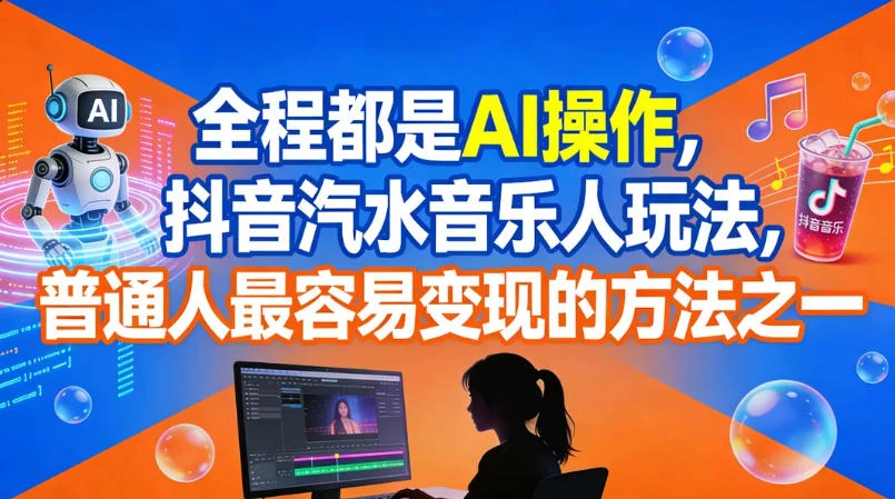 全程都是 AI 操作，抖音汽水音乐人玩法，普通人最容易变现的方法之一