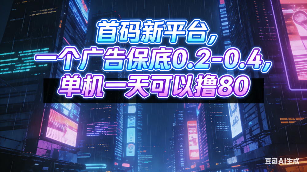 首码新平台，一个广告保底 0.2-0.4，单机一天可以撸8