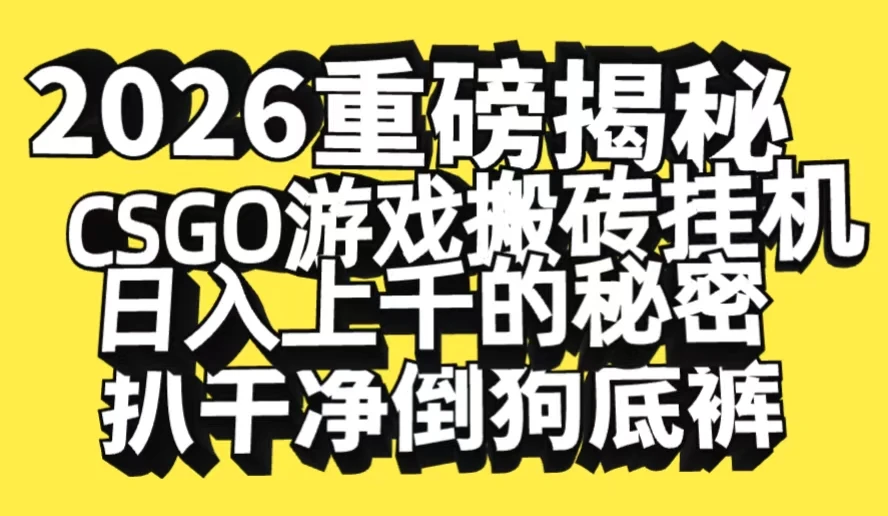 2026 开年重磅解密，CSGO 游戏搬砖挂机日入上千的秘密，把倒狗的底裤扒干【揭秘】