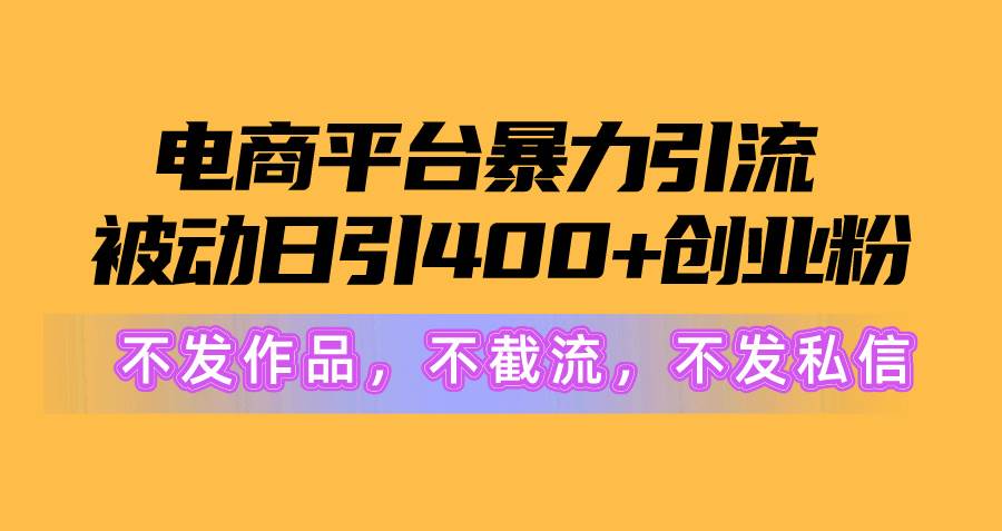 电商平台暴力引流,被动日引400+创业粉不发作品,不截流,不发私信
