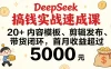 DeepSeek 搞钱实战速成课，20+ 内容模板、剪辑发布、带货闭环，首月收益超过 5000 元