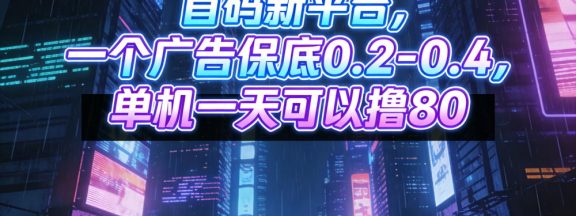 首码新平台，一个广告保底 0.2-0.4，单机一天可以撸8