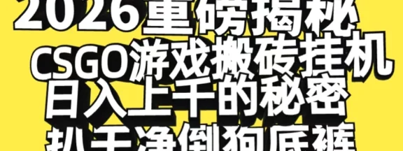2026 开年重磅解密，CSGO 游戏搬砖挂机日入上千的秘密，把倒狗的底裤扒干【揭秘】