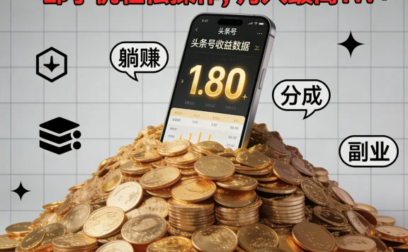 全程托管今日头条，一部手机开干，每天5分钟，最高躺赚1W+